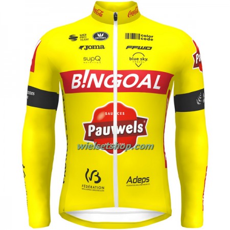 Wielershirt 2022 Bingoal Pauwels Sauces WB Lange Mouw - Rood Neongeel
